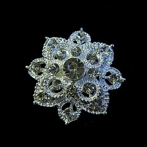 Сплав серебра цветок Кристалл Брошь 1.25 дюймов Diamante Шпильки