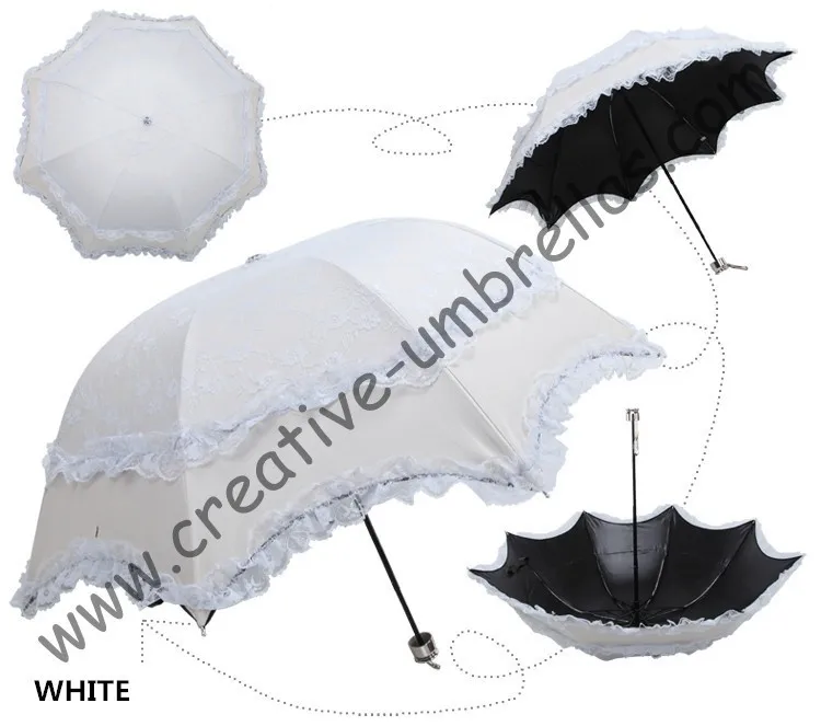 Принцесса зонты, солнцезащитный крем, UPF> 50+, ladies'parasol, 8 К ребра, черный серебряное покрытие, карман зонтик, УФ-защита, арочные завязки
