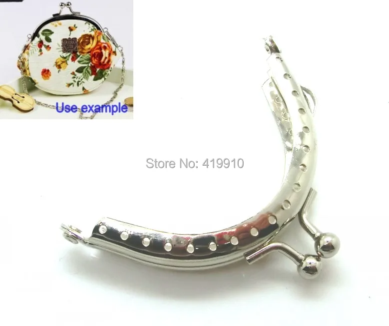 shipping-5pcs Серебряный тон металла Рамки поцелуй застежка для кошелек мешок Запчасти Интимные аксессуары замок ручка поделки ручной работы 7x5 см j2591