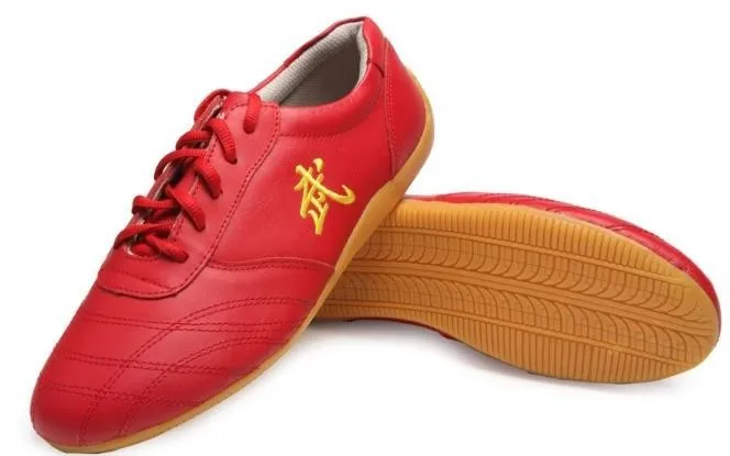 3 цвета: красный/черный/белый, настоящая мягкая кожаная обувь для боевых искусств Тай Чи, кроссовки с вышивкой wu kung fu wushu taijiquan