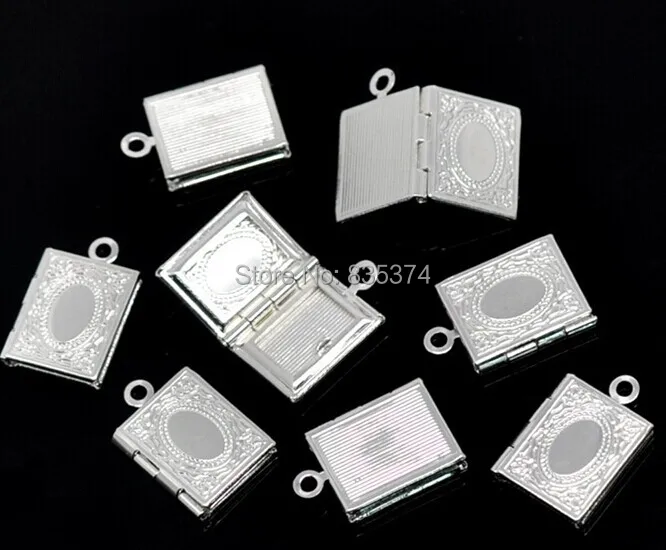 Посеребренные фото Рамки прямоугольник установка Locket Подвески 17x12 мм