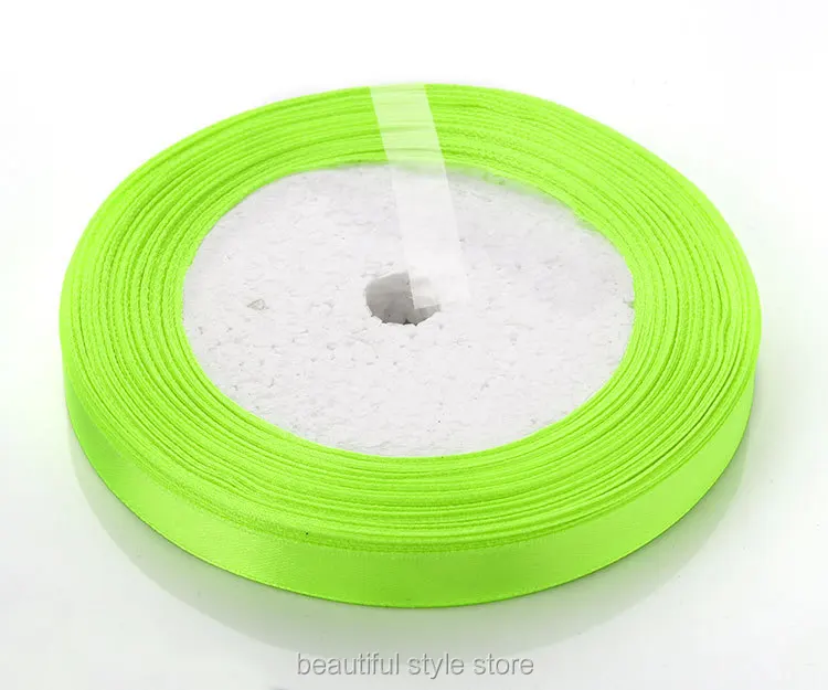 Флуоресцентный цвет 22 м, 0,4 ''DIY атласная лента Подарочная упаковка Свадебные украшения Сухие поделки одного лица Атлас