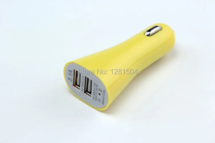 Двойной порт рога USB Автомобильное зарядное устройство usb-адаптер 3.1A красочное автомобильное зарядное устройство для мобильного телефона 100 шт
