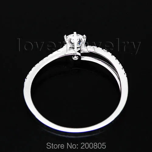 Винтажное свадебное кольцо, цельное 18kt Белое золото 0.37Ct бриллиантовое обручальное кольцо WU140