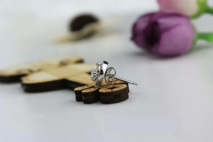 0.5Ct каждый круглый вырез Пасьянс NSCD красивый бриллиант Помолвочные серьги-пуссеты роскошные женские свадебные серьги стерлингового серебра 925 пробы