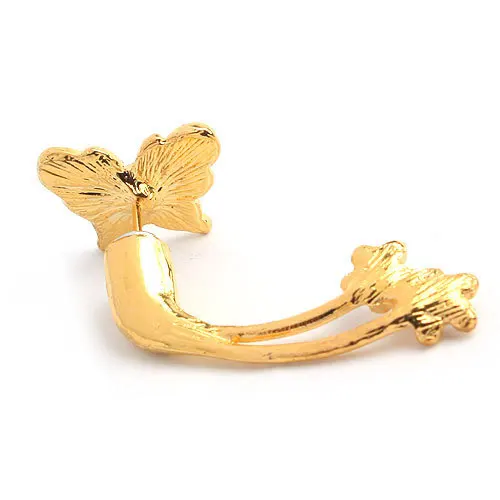 Модные панк серьги оптом со стразами бабочка Звезда Сердце Металл золото уха клип серьги для женщин E400