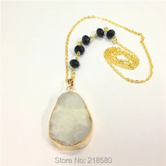 Sn-062 Druzy ювелирных изделий Белый Агат Кластера Кулон Цепочки и ожерелья с Розария цепи