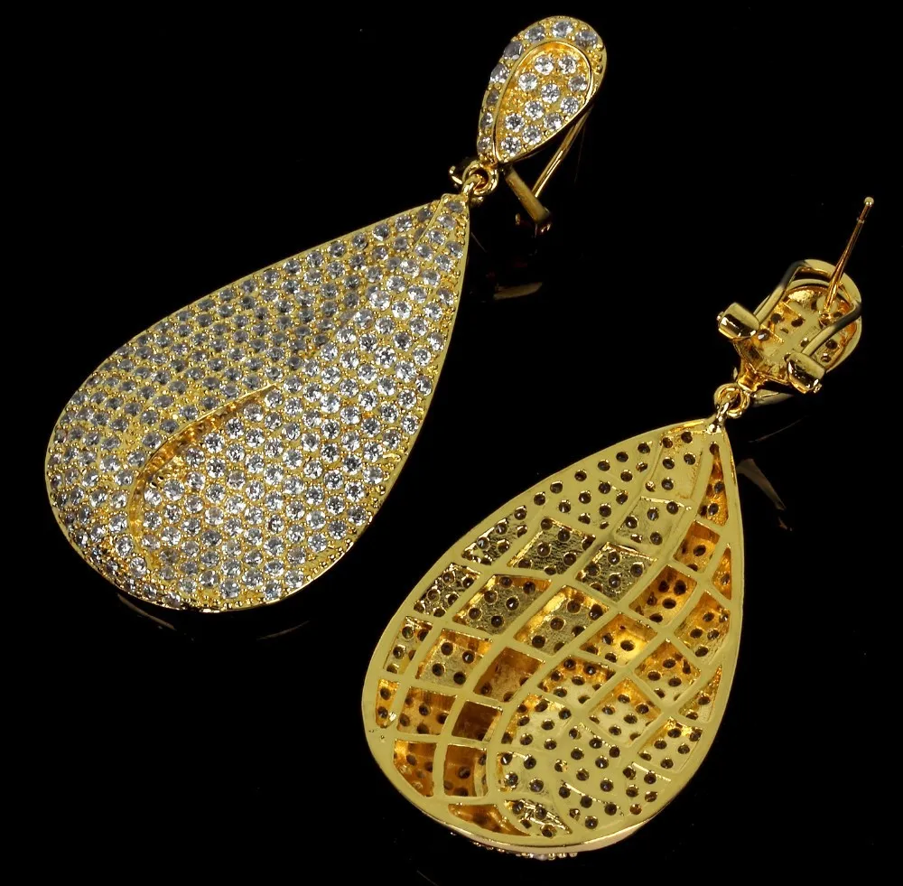 Роскошные серьги Серьги Установка белый камень cz drop Серьги большой кристалл серьги новые ювелирные изделия Бесплатная доставка