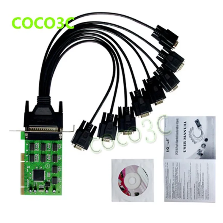 Moschip 16C1058  8-Port Serial PCI with fan out cable PCI-e to 8 RS232 DB9 Ports converter Industrial IO card 7