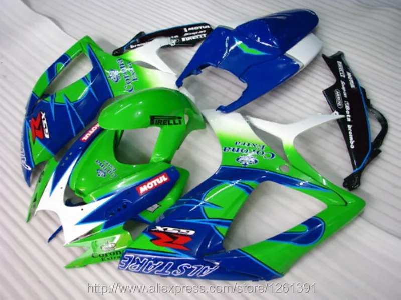 Впрыска ABS для K6 06 07 SUZUKI GSXR600 750 зеленый/синий GSXR-750 GSX-R750 GSXR 600 750 2006 2007 обтекатели