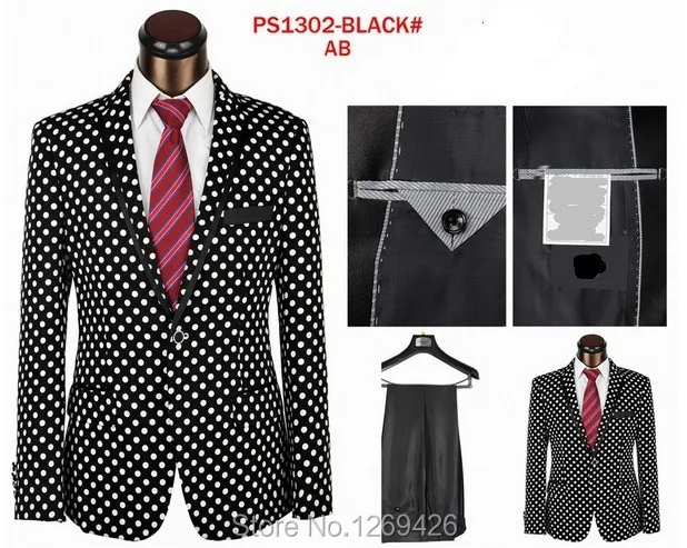 Распродажа высокое качество модный бренд в горошек мужские вечерние костюмы вечерние Свадебный костюм белый черный цвет брюки+ куртка