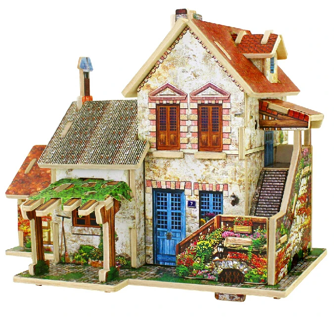 Красивая французская вилла модель строительные наборы DIY Деревянные 3D головоломки для детей и взрослых