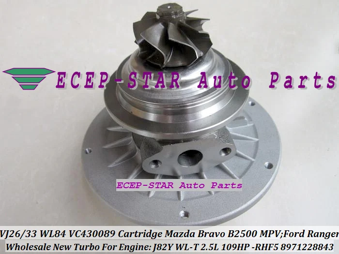 RHF5 VJ26 VJ33 WL84 VC430089 Turbo CHRA Cartridge Turbocharger Core MAZDA Bravo B2500 MPV FORD Ranger J82Y WL-T 2.5L 109HP (6)