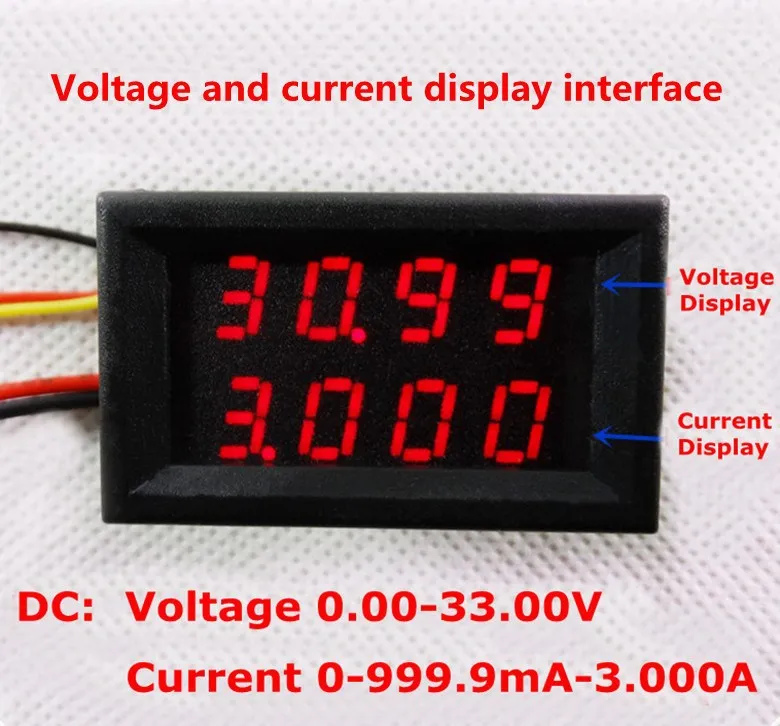 RD зеленый/синий/красный+ красный двойной светодиодный 4 в 1 0,28 термометр измеритель мощности амперметр вольтметр напряжение тока DC 0-33,0 в/3 А [3 шт./партия]