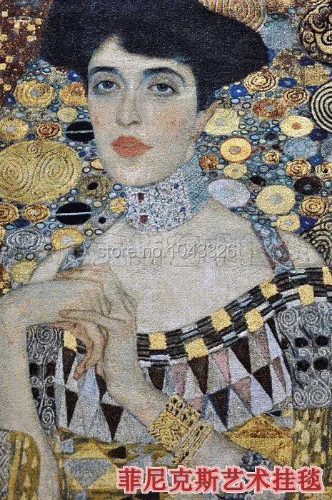 140x242 см Австрии Густав Климт-Adele канитель тканые и ручной жаккардовые декоративный текстиль искусство гобелен стены висит PT-42