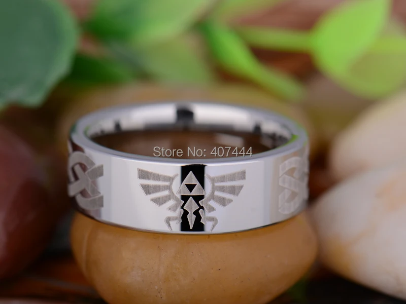 Бесплатная доставка YGK JEWELRY Лидер продаж 8 мм блестящие Серебристые трубы Легенда о Zelda новые мужские Вольфрам обручальное кольцо из карбида