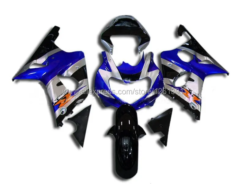 Впрыска синий/Серебряный обтекатель для SUZUKI GSXR600 GSXR750 K1 01 02 03 GSXR600 750 ввиде горшка 01-03 GSX-R600 750 2001-2003 набор для тела