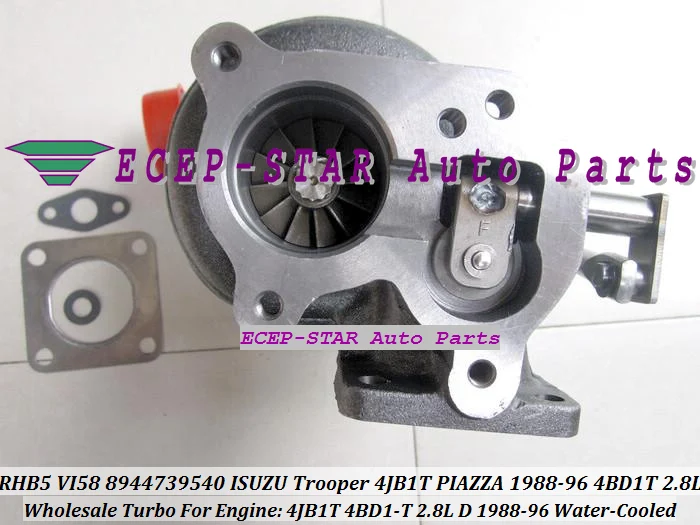 RHB5 VI58 8944739540 Water-Cooled TURBO Turbocharger Fit For ISUZU Trooper 4JB1T PIAZZA 1988-1996 4BD1-T 2.8L D With Gaskets
