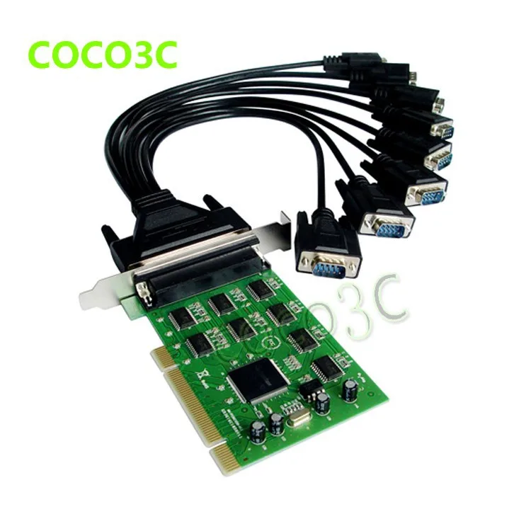Moschip 16C1058  8-Port Serial PCI with fan out cable PCI-e to 8 RS232 DB9 Ports converter Industrial IO card 1