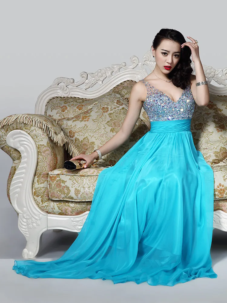 Вечернее платье vestidos TK025 новейший дизайн трапециевидной формы длиной до пола с кристаллами и блестками Милая чистый с лямкой открытая спина Сексуальная