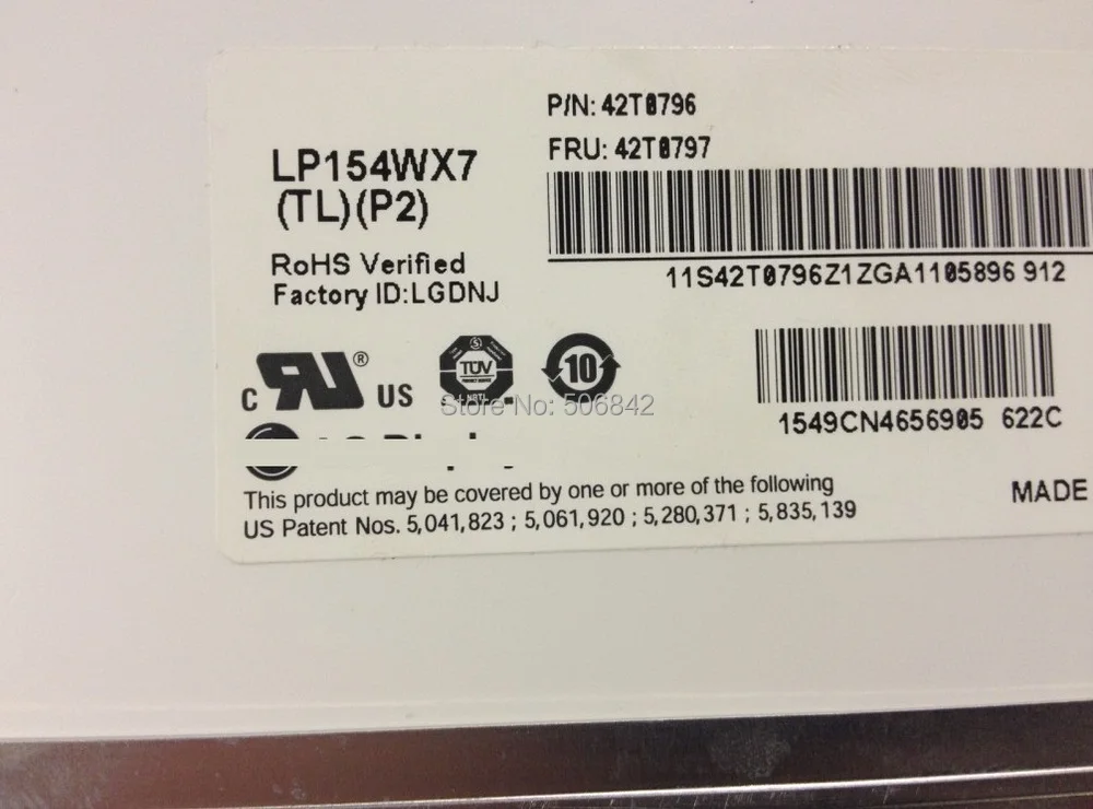 15," Ноутбук Экран LP154WX7(TL)(P2) для Panasonic Toughbook CF-52 LP154WX7 TLP2