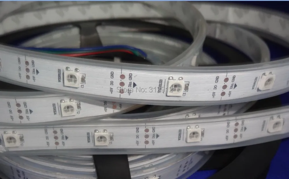 5 м DC5V WS2812B привело пикселей Srip, IP68 в силиконовой трубки, 30 шт. WS2812B/M с 30 пикселей; 36 Вт белый PCB