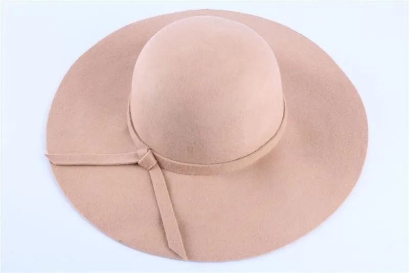 5 шт Для женщин Винтаж ретро шерсть войлок разрушаемую широкими полями Cloche Fedora Floppy Sun пляж весной шляпа Кепки гот бантом Группа