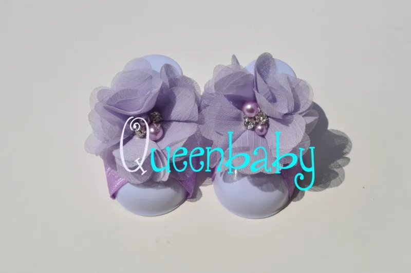 240 компл./лот босоножки ботинки с шифоновыми цветами QueenBaby
