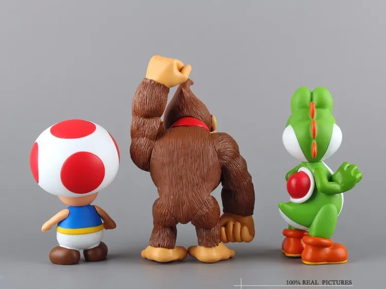 Super Mario Bro Марио Луиджи Donkey Kong персик жаба Йоши ПВХ фигурку Модель Игрушечные лошадки Куклы 5 "12 см 6 шт./компл. Новый в коробке smfg198