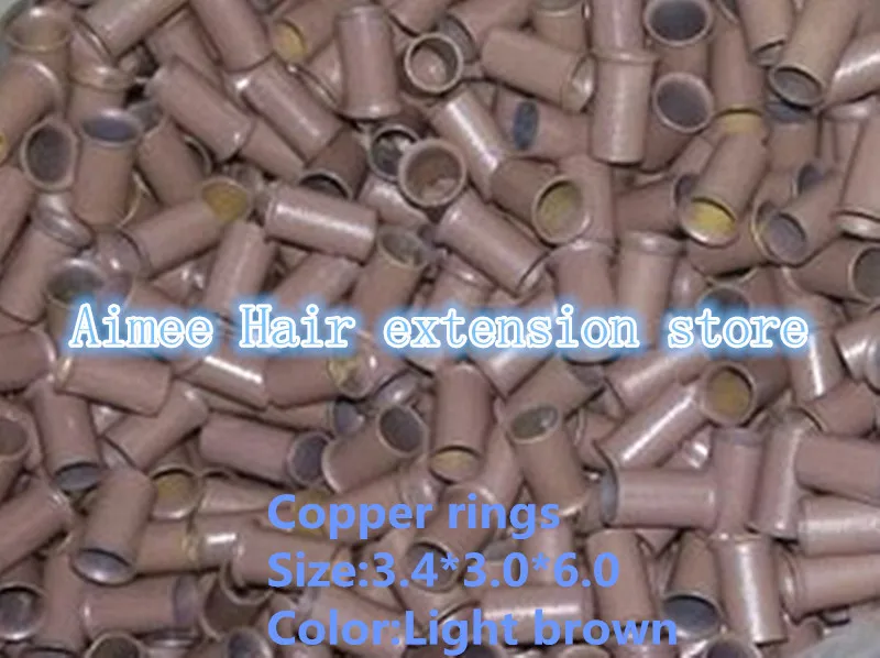 3,4*3,0*6.0mm5# Brown1000pcs/уп медные развальцованные кольцо легко замки/медная трубка на микро-петлях, проволочных гвоздей/шарик для необрезанные волосы для наращивания