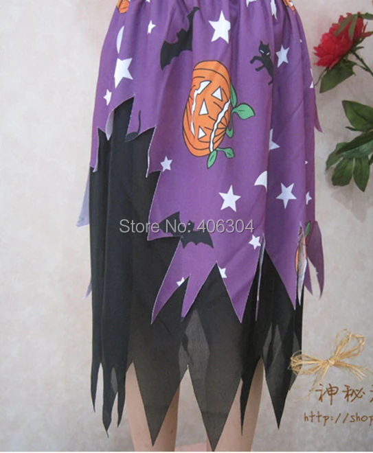 Костюм для Хеллоуина, Детский костюм для косплея, платье ведьмы, шляпа, черный, фиолетовый, паук, оранжевый костюм «Тыква», юбка