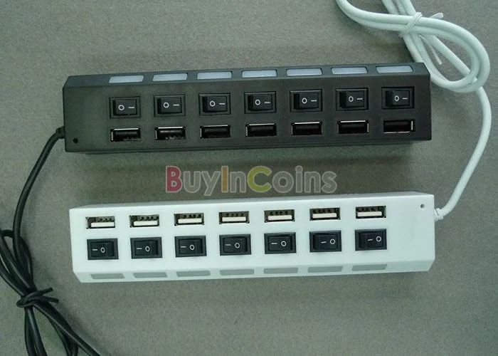 1 шт. 7 портов вкл/выкл переключатель USB 2,0 концентратор Высокоскоростной ноутбук ПК#5649
