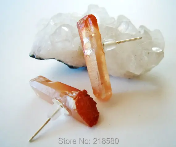 H-ce37 персик оранжевый Радуга Титан Кварцевый Точка Серьги-гвоздики Boho Chic Стиль