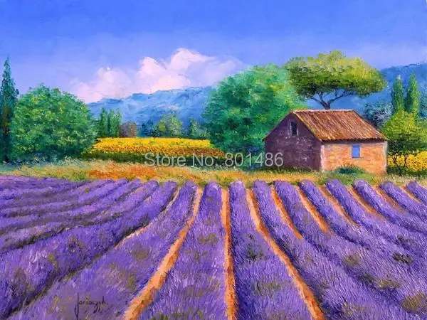 Печатные Живопись лавандовое поле Art Живопись на холсте для гостиной Декор печати Пейзаж Холст Жикле печати Art