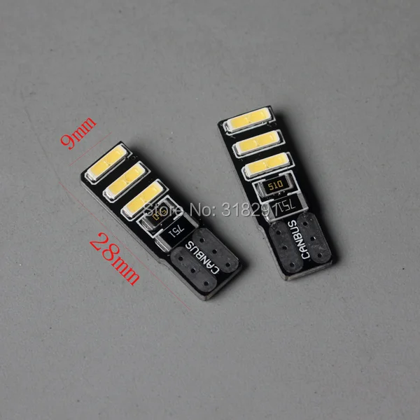 100 шт./лот T10 194 168 6smd 7020 W5W Клин резервного копирования Обратный лампа LED автомобилей Тормозной габаритный фонарь