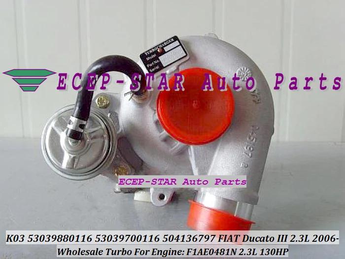 K03 53039880116 53039700116 504136797 Turbo Turbocharger For FIAT Ducato III 2.3L 130 Multijet 2006- F1AE0481N 130HP