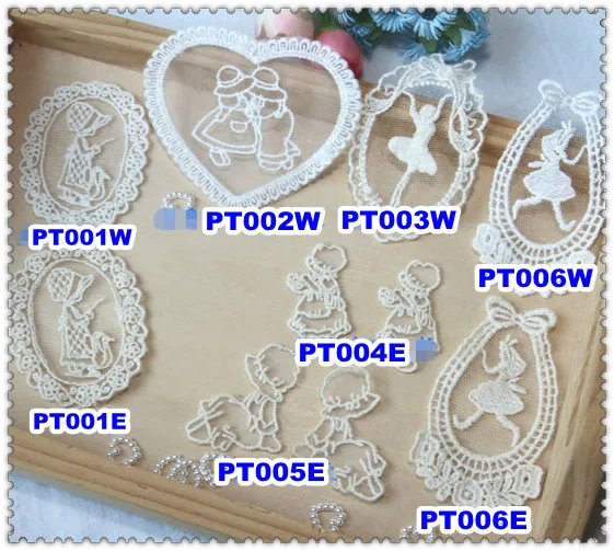 DIY украшения Кружево Ткань Вставить Decoraive Ткань Вставить и Кружево аппликация 100 шт./лот смешанный дизайн