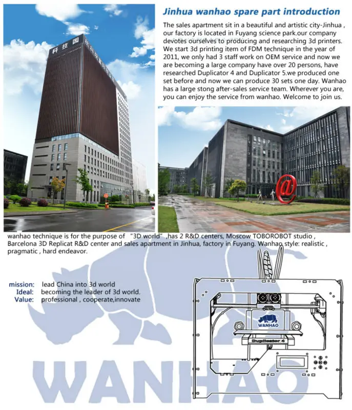 Дубликатор 5s высокое качество Wanhao завод 3d печатная машина большой размер sd-карты и 1 кг нити для свободного 3D принтера