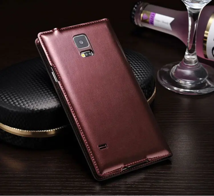 Smart View Auto Sleep Wake Function With Chip Leather Case Flip Cover Holster For Samsung Galaxy S5 I9600 G900 G900F G900H G900M