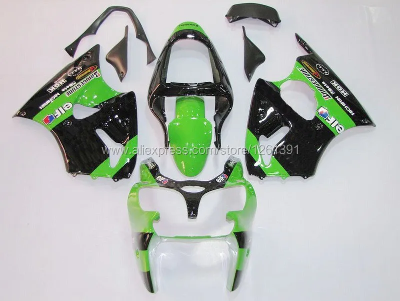 Hotlike+ черный комплект обтекателей зеленого цвета для KAWASAKI ZZR600 2005 2006 2007 2008 ZZR600 05-08 ZZR 600 600R 05 06 07 08 Freecustom fairin