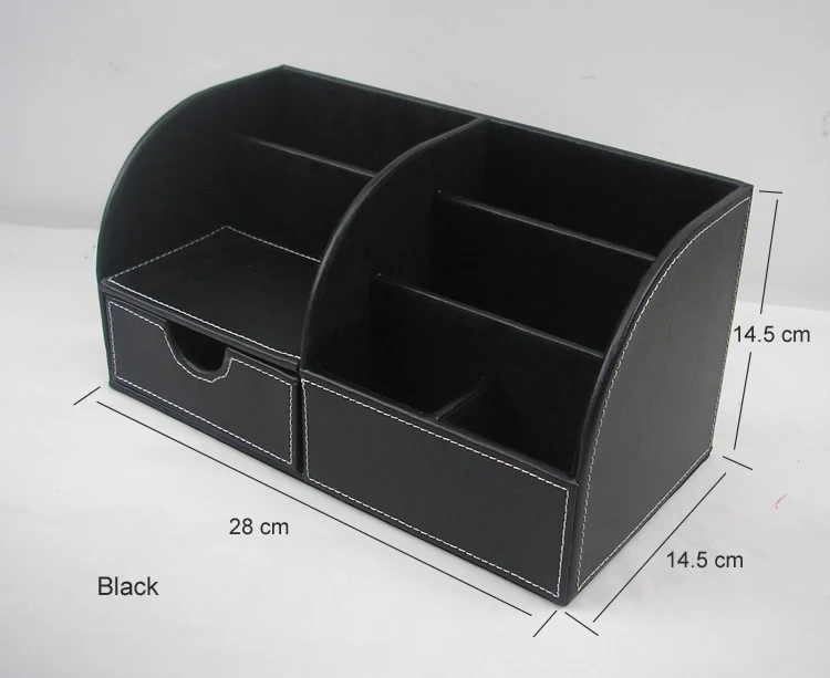 5-портовый дерево Многофункциональная Кожаная настольные канцелярские принадлежности ручка для организации карандаш hoider Хранения Чехол Контейнер черный 201A