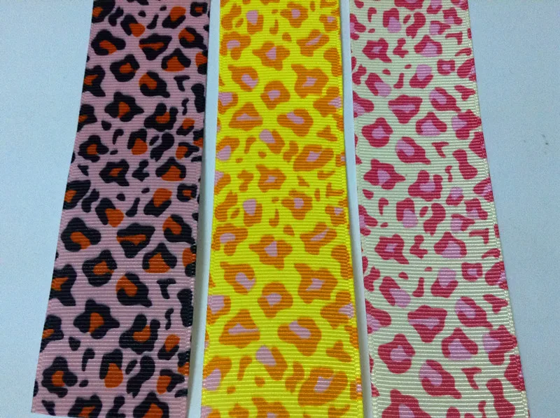 3.6 см милые и модные одно лицо печатных Детские Leopard кожи полушерстяной лентой, снег Grosgrain ленты, xery140525g