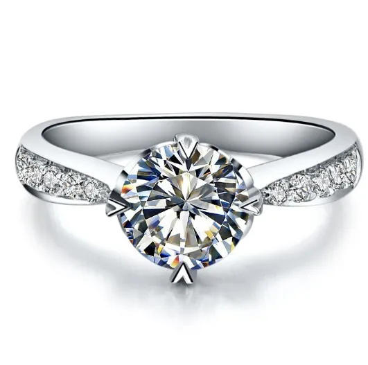Jewelry Кольцо 0.6ct Обручение кольцо для Для женщин натуральная синтетических алмазов кольцо проложили Для женщин зубец кольцо стерлингового серебра