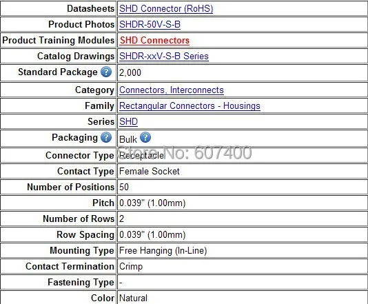 SHDR-50V-S-B(P) CONN корпус SHD 50POS 1 мм белые Соединители Клеммы корпуса новые и оригинальные детали SHDR-50V-S-B