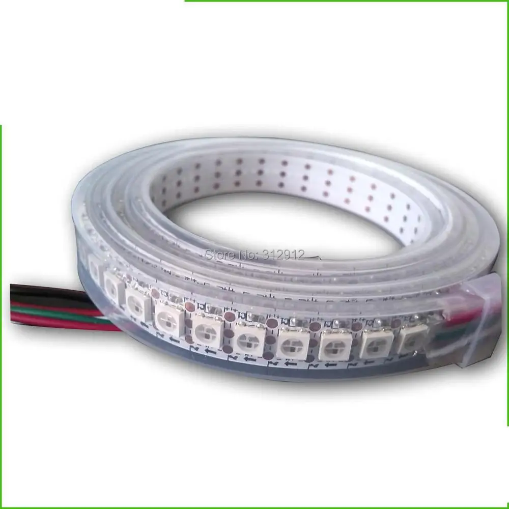 144 светодиодов/m WS2812B (5050 цветная (rgb) Светодиодная лампа с WS2811 IC встроенным) Светодиодные полосы пикселей, DC5V, длиной 2 м; из