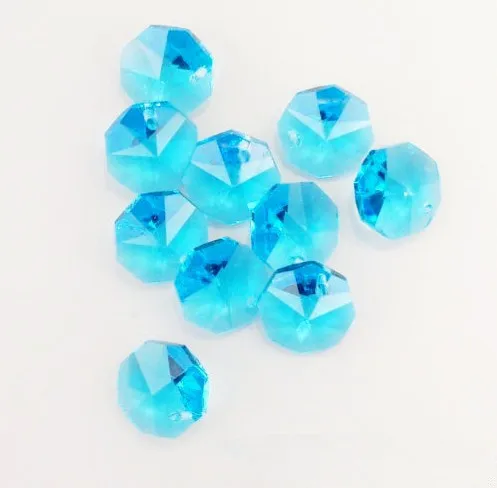 Partes da Cadeia de Contas de Vidro Cristal Octagon Lustre Suncatcher Misturar Cores 800 Pcs 14mm Aaa 1-hole Cheap Lustre de cristal