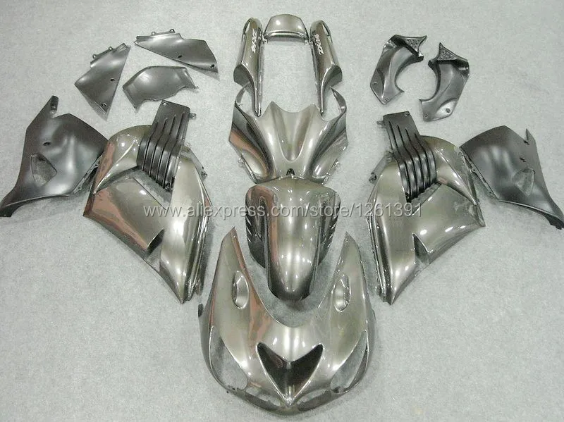 Серебряный обтекатель комплекты для Kawasaki Ninja ZX-14R ZZ-R1400 06-09 ZZR1400 ZX 14R 06 07 08 09 ZX 14R 2006 2007 2008 2009 Обтекатели# S0X