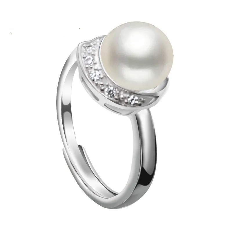 ASHIQI настоящие кольца с натуральным пресноводным жемчугом для женщин Свадебные 925 пробы серебряные ювелирные изделия
