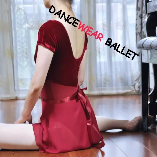 DB12009 Adult Dancewear Ballet Velvet Short Sleeve Leotard-1