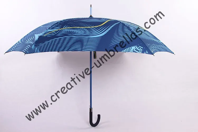 Прямой алюминиевый квадратный umbrellas.14mm синий алюминиевый вал и стекловолокна ребра, автоматический открытый, полный печатных